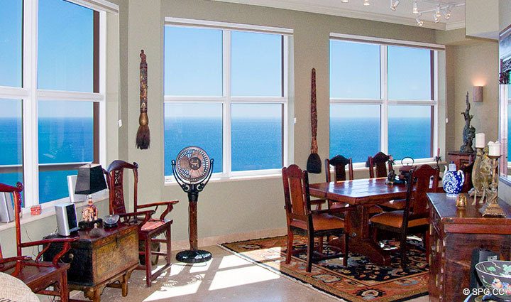 View from Living Area at Luxury Oceanfront Residence 20B, Tower I, The Palms Condominiums, 2100 North Ocean Boulevard, Fort Lauderdale Beach, Florida 33305, Luxury Seaside Condos