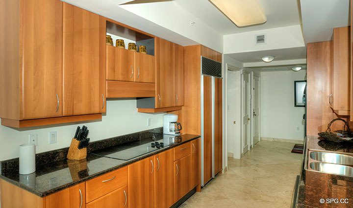 Kitchen at Luxury Oceanfront Residence 8F, Tower II, The Palms Condominiums, 2110 North Ocean Boulevard, Fort Lauderdale Beach, Florida 33305, Luxury Seaside Condos