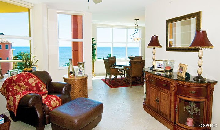 View from Living Area at Luxury Oceanfront Residence 6D, Tower I, The Palms Condominiums, 2100 North Ocean Boulevard, Fort  Lauderdale Beach, Florida 33305, Luxury Seaside Condos