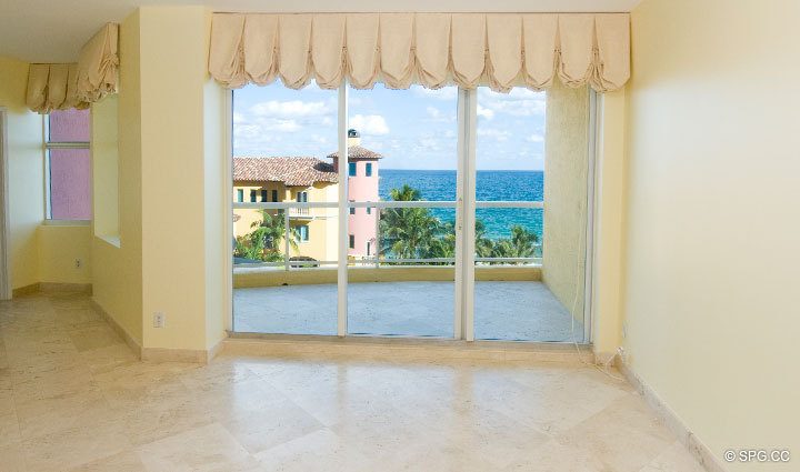 View from Living Area at Luxury Oceanfront Residence 6A, Tower I, The Palms Condominiums, 2100 North Ocean Boulevard, Fort Lauderdale Beach, Florida 33305, Luxury Seaside Condos