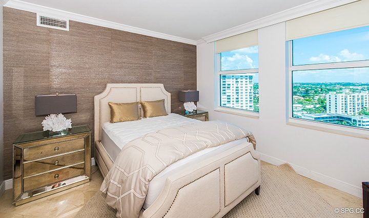 Guest Bedroom inside Residence 15A, Tower II For Rent at The Palms, Luxury Oceanfront Condos Fort Lauderdale, Florida 33305