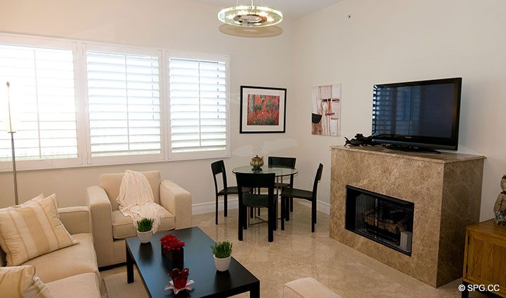 Family Room in Residence 304 at Bellaria, Luxury Oceanfront Condominiums in Palm Beach, Florida 33480.