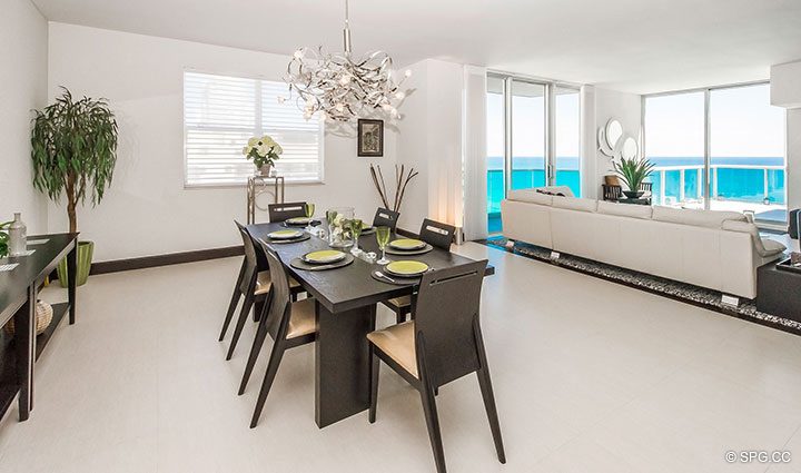 Dining Room in Penthouse 10 at Sian Ocean Residences, Luxury Oceanfront Condominiums Hollywood Beach, Florida 33019