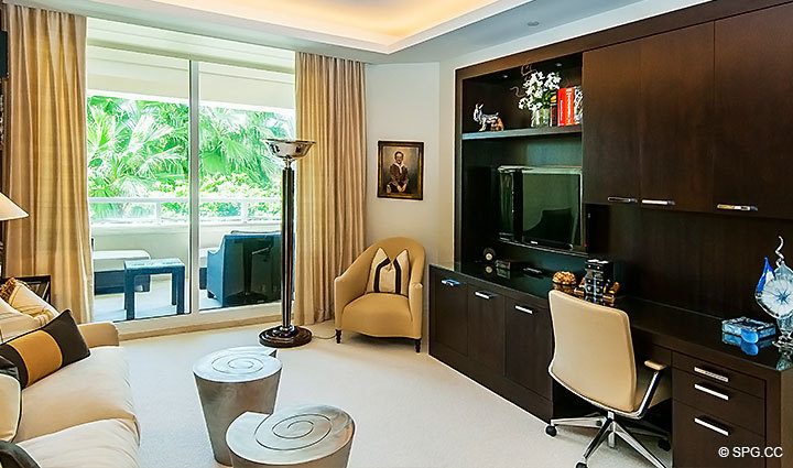 Den / Guest Room inside Residence 206 at Bellaria, Luxury Oceanfront Condominiums in Palm Beach, Florida 33480.