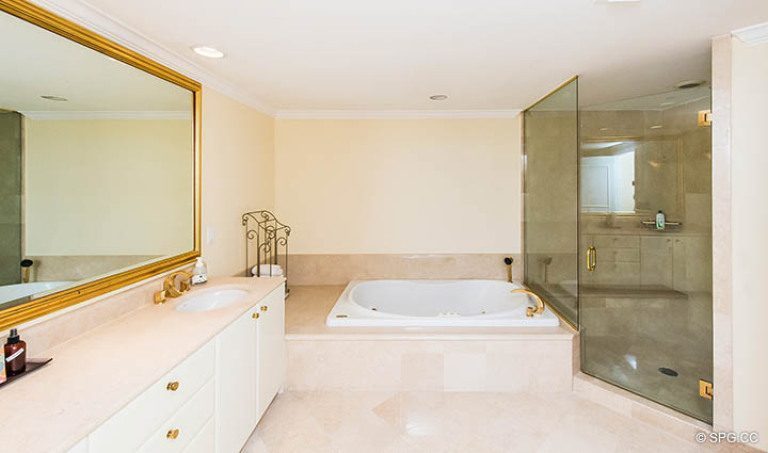 Master Bath with Whirlpool Tub in Residence 12D, Tower I at The Palms, Luxury Oceanfront Condominiums Fort Lauderdale, Florida 33305