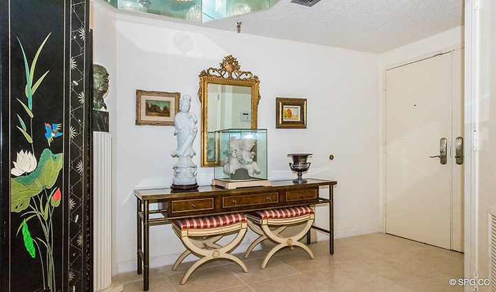 Main Entrance and Foyer in Residence 1-102 For Sale at Oasis, Luxury Oceanfront Condos in Palm Beach, Florida 33480.