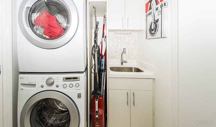 Laundry Room inside Residence 5D, Tower I at The Palms, Luxury Oceanfront Condominiums Fort Lauderdale, Florida 33305