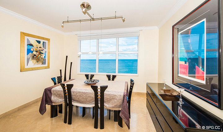 Dining Room inside Residence 12A/D, Tower I at The Palms, Luxury Oceanfront Condominiums Fort Lauderdale, Florida 33305