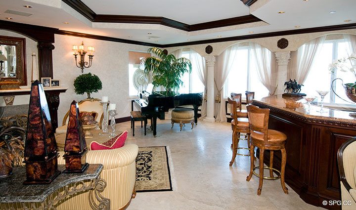 Great Room at Luxury Oceanfront Residence 27D, Tower I, The Palms Condominium, 2100 North Ocean Boulevard, Fort Lauderdale Beach, Florida 33305, Luxury Waterfront Properties