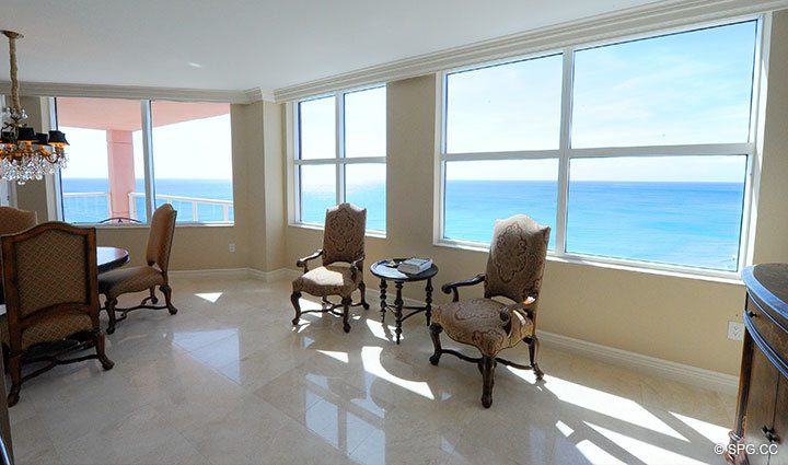 Dining Area at Luxury Oceanfront Residence 16B, Tower II, The Palms Condominium, 2110 North Ocean Boulevard, Fort Lauderdale, Florida 33305, Luxury Seaside Condos