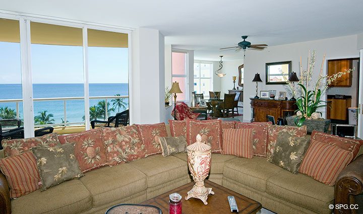 View from Living Area at Luxury Oceanfront Residence 6D, Tower I, The Palms Condominiums, 2100 North Ocean Boulevard, Fort  Lauderdale Beach, Florida 33305, Luxury Seaside Condos