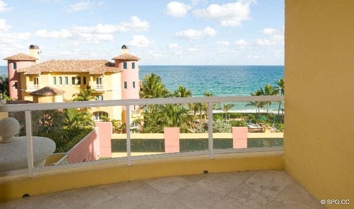 View from Terrace at Luxury Oceanfront Residence 6A, Tower I, The Palms Condominiums, 2100 North Ocean Boulevard, Fort Lauderdale Beach, Florida 33305, Luxury Seaside Condos