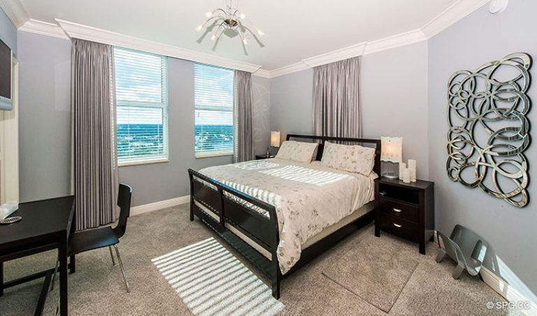 Guest Bedroom inside Residence 15E, Tower II at The Palms, Luxury Oceanfront Condos in Fort Lauderdale, Florida 33305.