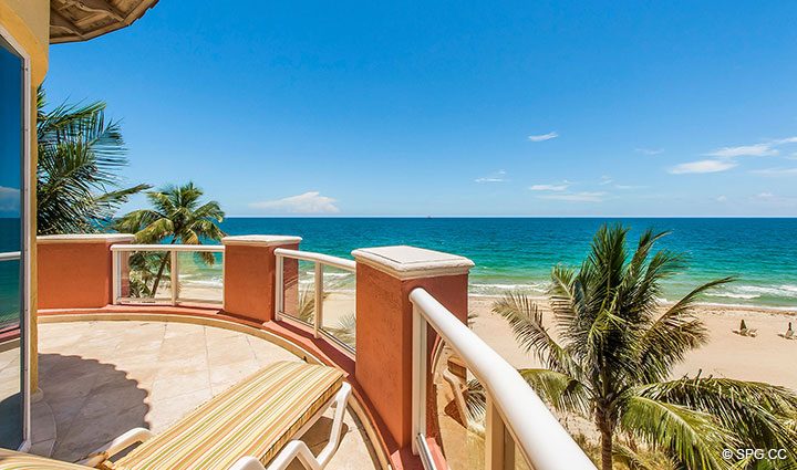 Master Bedroom Terrace at Oceanfront Villa 5 at The Palms, Luxury Oceanfront Condominiums Fort Lauderdale, Florida 33305