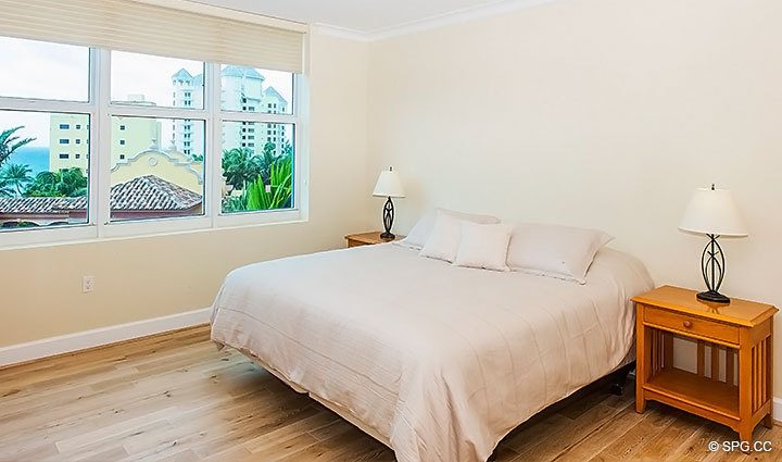 Master Bedroom with Partial Ocean Views inside Residence 6D, Tower II at The Palms, Luxury Oceanfront Condos. 2110 North Ocean Blvd. Fort Lauderdale, Florida 33305