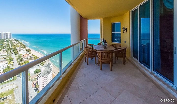 Northern Terrace View from Grand Penthouse 30A, Tower II at The Palms, Luxury Oceanfront Condos in Fort Lauderdale, South Florida 33305