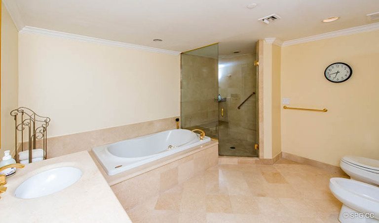 Master Bathroom inside Residence 12D, Tower I at The Palms, Luxury Oceanfront Condominiums Fort Lauderdale, Florida 33305