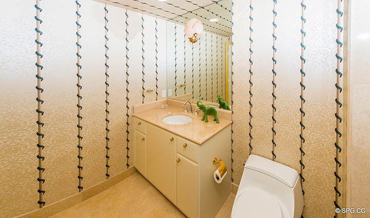 His Master Bath inside Residence 9B, Tower I at The Palms, Luxury Oceanfront Condos in Fort Lauderdale, Florida 33305.