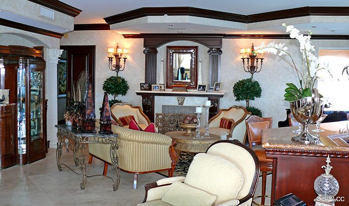 Great Room at Luxury Oceanfront Residence 27D, Tower I, The Palms Condominium, 2100 North Ocean Boulevard, Fort Lauderdale Beach, Florida 33305, Luxury Seaside Properties