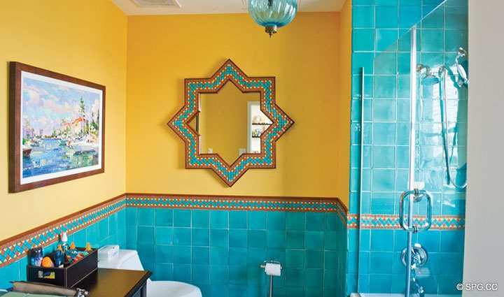 Guest Bathroom, Luxury Oceanfront Residence 20E, Tower I at The Palms Condominium, 2100 North Ocean Boulevard, Fort Lauderdale Beach, Florida 33305, Luxury Waterfront Condos