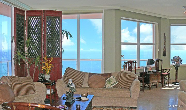 View from Living Area at Luxury Oceanfront Residence 20B, Tower I, The Palms Condominiums, 2100 North Ocean Boulevard, Fort Lauderdale Beach, Florida 33305, Luxury Seaside Condos
