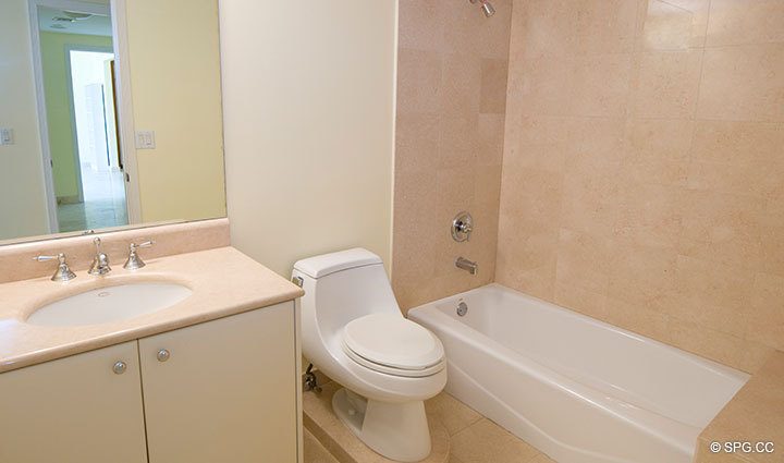 Bathroom at Luxury Oceanfront Residence 6A, Tower I, The Palms Condominiums, 2100 North Ocean Boulevard, Fort Lauderdale Beach, Florida 33305, Luxury Seaside Condos