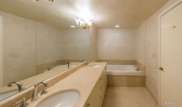 Master Bath with Whirlpool Tub in Residence 5E, Tower I at The Palms, Luxury Oceanfront Condominiums Fort Lauderdale, Florida 33305