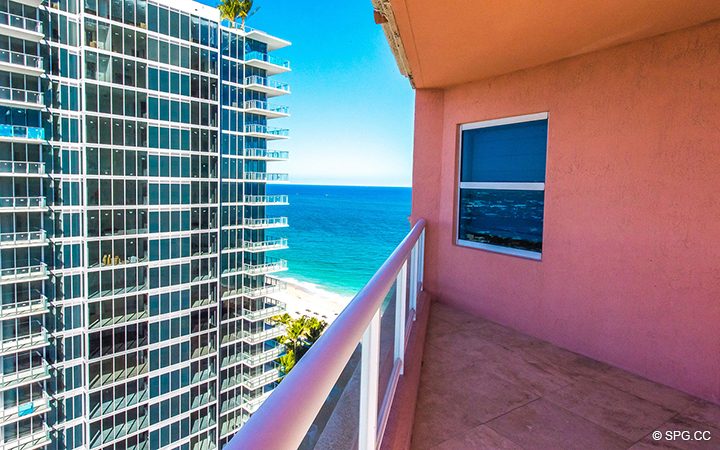 Terrace View at Luxury Oceanfront Residence 21E, Tower II, The Palms Condominium, 2110 North Ocean Boulevard, Fort Lauderdale Beach, Florida 33305, Luxury Seaside Condos
