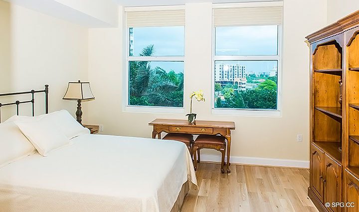 Guest Bedroom inside Residence 6D, Tower II at The Palms, Luxury Oceanfront Condos. 2110 North Ocean Blvd. Fort Lauderdale, Florida 33305