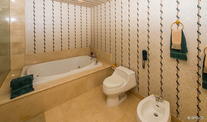 Master Bath with Whirlpool Tub in Residence 9B, Tower I at The Palms, Luxury Oceanfront Condos in Fort Lauderdale, Florida 33305.