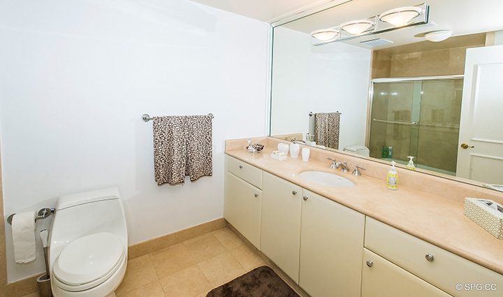 Guest Bathroom in Residence 8B, Tower I at The Palms, Luxury Oceanfront Condominiums Fort Lauderdale, Florida 33305