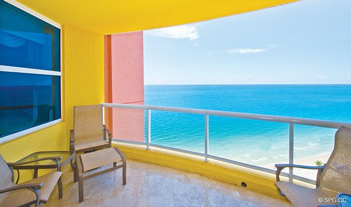 Terrace at Luxury Oceanfront Residence 21A, Tower II, The Palms Condominiums, 2110 North Ocean Boulevard, Fort Lauderdale Beach, Florida 33305, Luxury Seaside Condos 