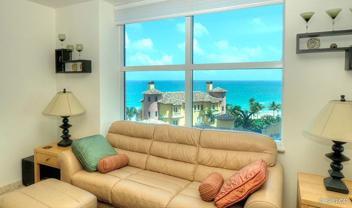 View from Living Area at Luxury Oceanfront Residence 8F, Tower II, The Palms Condominiums, 2110 North Ocean Boulevard, Fort Lauderdale Beach, Florida 33305, Luxury Seaside Condos