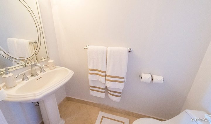 Powder Room inside Residence 15A, Tower II For Rent at The Palms, Luxury Oceanfront Condos Fort Lauderdale, Florida 33305