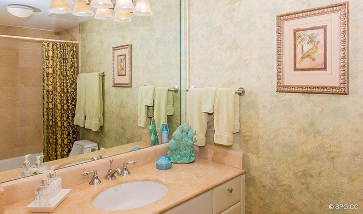 Guest Bathroom Inside Residence 6C, Tower I at The Palms, Luxury Oceanfront Condominiums Fort Lauderdale, Florida 33305