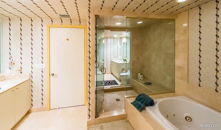  His & Her Master Bath in Residence 9B, Tower I at The Palms, Luxury Oceanfront Condos in Fort Lauderdale, Florida 33305.