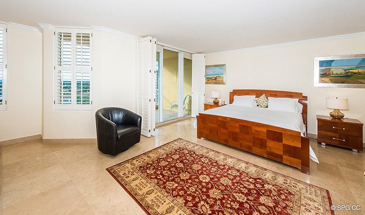 Bedroom inside Residence 12A/D, Tower I at The Palms, Luxury Oceanfront Condominiums Fort Lauderdale, Florida 33305