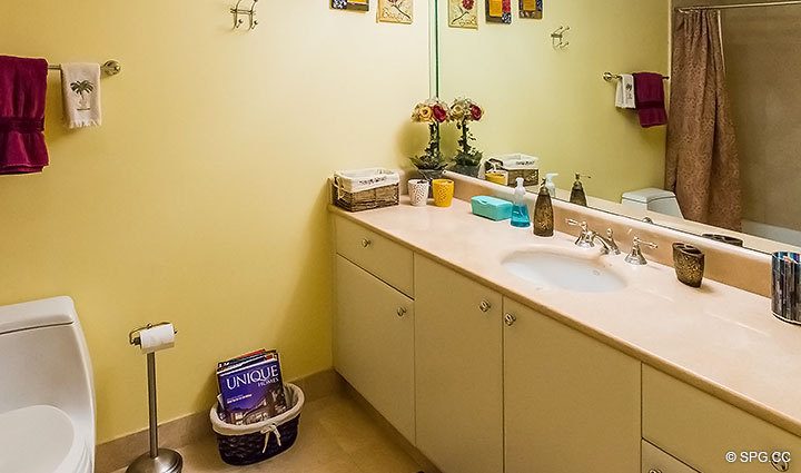 Guest Bathroom inside Residence 10B, Tower I at The Palms, Luxury Oceanfront Condominiums Fort Lauderdale, Florida 33305
