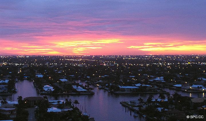 Sunset Terrace View from Residence 10B, Tower I at The Palms, Luxury Oceanfront Condominiums Fort Lauderdale, Florida 33305
