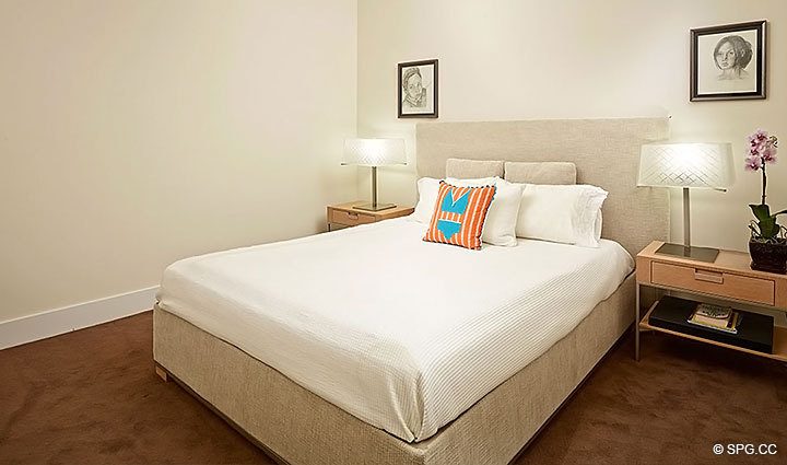 Guest Bedroom inside Residence 1402/3 at The Continuum, Luxury Oceanfront Condominiums in Miami Beach, Florida 33139.
