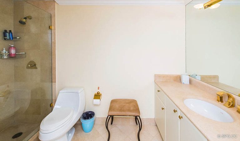 Guest Bathroom inside Residence 12D, Tower I at The Palms, Luxury Oceanfront Condominiums Fort Lauderdale, Florida 33305