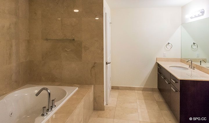 Grand Master Bathroom inside Residence 204 at The Landings at Las Olas, Luxury Waterfront Condominiums Fort Lauderdale, Florida 33305