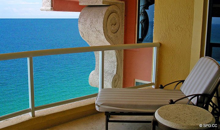 Terrace at Luxury Oceanfront Residence 27D, Tower I, The Palms Condominium, 2100 North Ocean Boulevard, Fort Lauderdale Beach, Florida 33305, Luxury Beachfront Properties