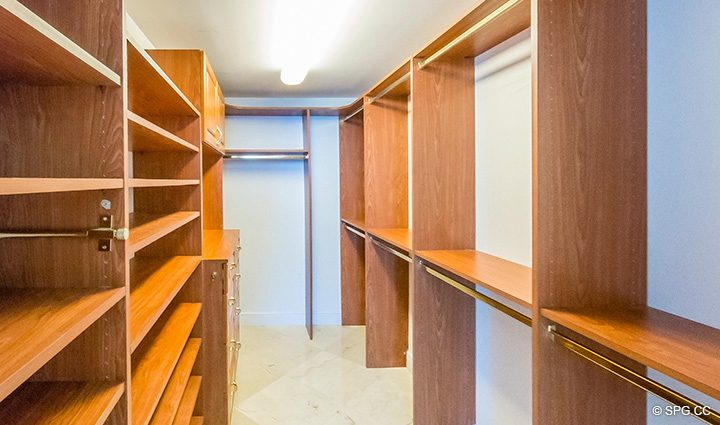 Large Walk-In Closet in Residence 15A, Tower II For Rent at The Palms, Luxury Oceanfront Condos Fort Lauderdale, Florida 33305