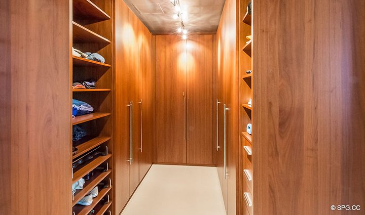 Master Wardrobe inside Residence 501 For Sale at 1000 Ocean, Luxury Oceanfront Condos in Boca Raton, Florida 33432.
