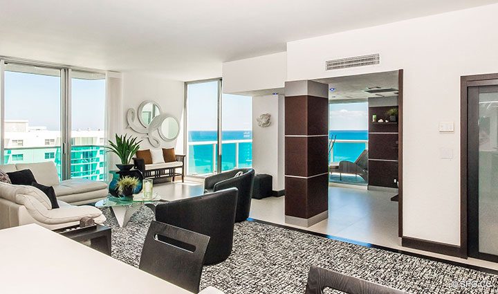View from Kitchen inside Penthouse 10 at Sian Ocean Residences, Luxury Oceanfront Condominiums Hollywood Beach, Florida 33019