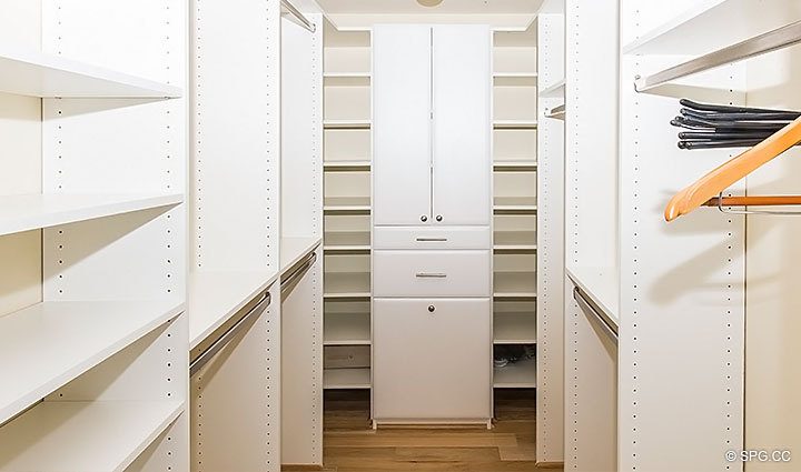 Large Walk-In Closet inside Residence 6D, Tower II at The Palms, Luxury Oceanfront Condos. 2110 North Ocean Blvd. Fort Lauderdale, Florida 33305