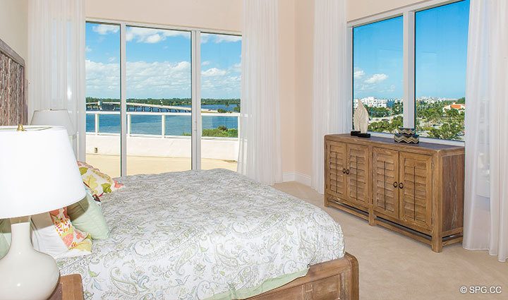Bedroom with Terrace Access in Penthouse 4 at Bellaria, Luxury Oceanfront Condominiums in Palm Beach, Florida 33480.