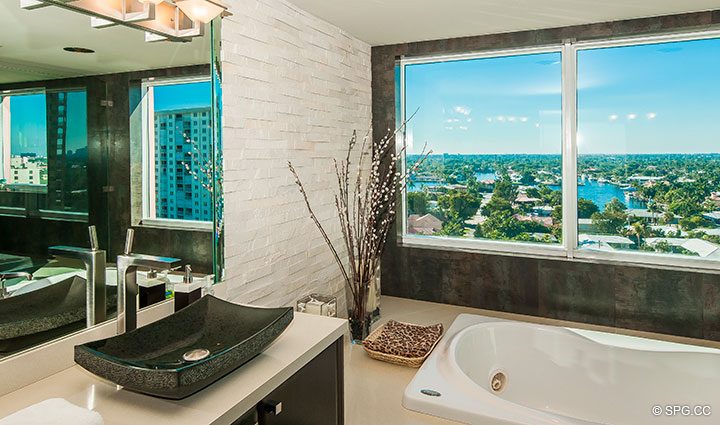 Master Bath Views in Residence 11B, Tower I at The Palms, Luxury Oceanfront Condominiums Fort Lauderdale, Florida 33305