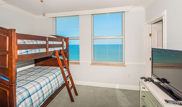 Guest Bedroom inside Residence 17B, Tower II at The Palms, Luxury Oceanfront Condos in Fort Lauderdale, Florida 33305.